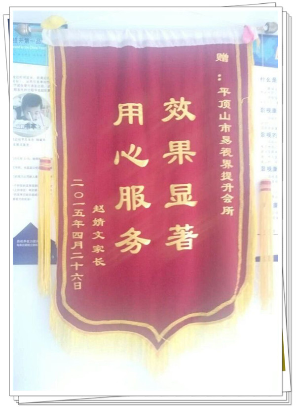 易視界榮獲家長(zhǎng)贈(zèng)送的錦旗